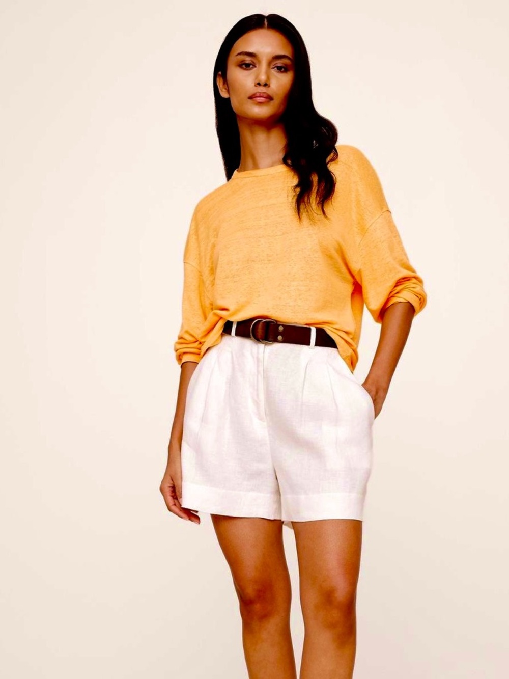 Aritzia•Babaton•Beck Crewneck Sweater Apricot Ice Lightweight Knit XS NWT